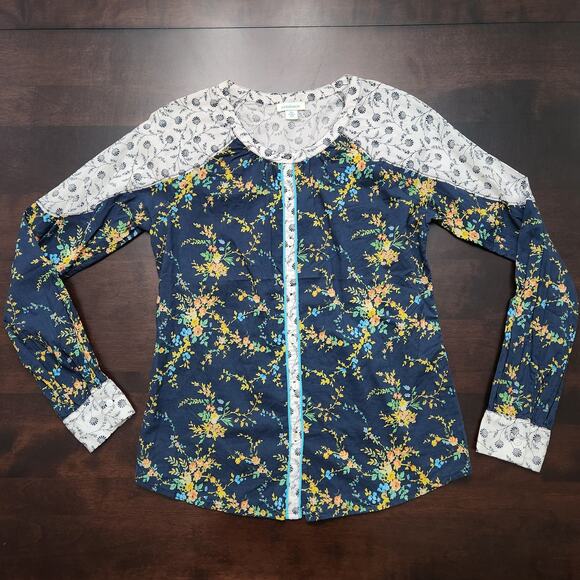 Sundance Mixed Media Floral Button Down Shirt Size XS - Picture 1 of 5